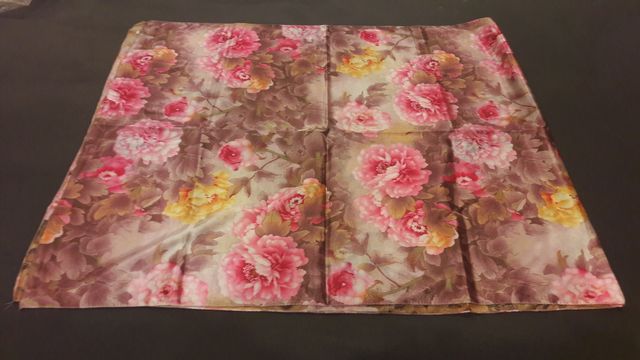 Pashmina seda flores marrón-rosa