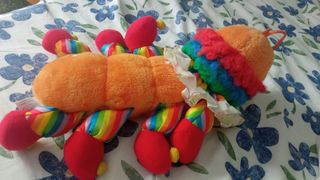 Peluche pagliaccio colorato tante gambe originale 