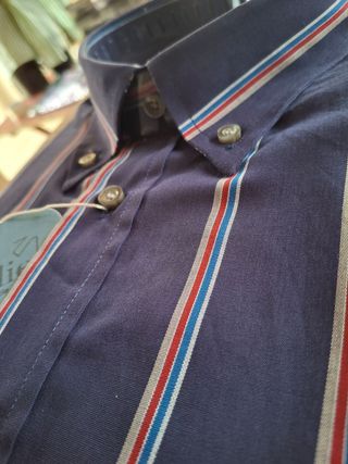 Camicia Uomo a righe blu-rosso