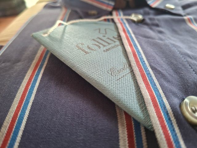 Camicia Uomo a righe blu-rosso