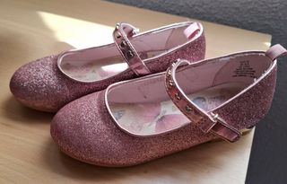 Manoletina niña brillantes rosa