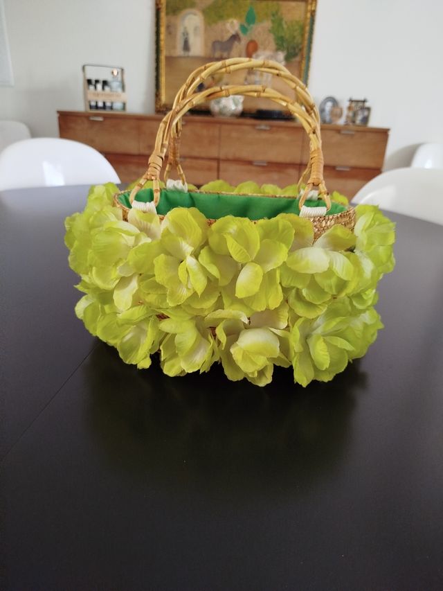 Bolso vintage flores verdes