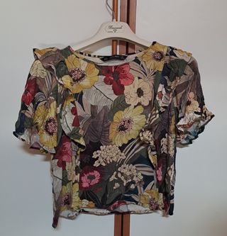 Top Zara fiori multicolor XS