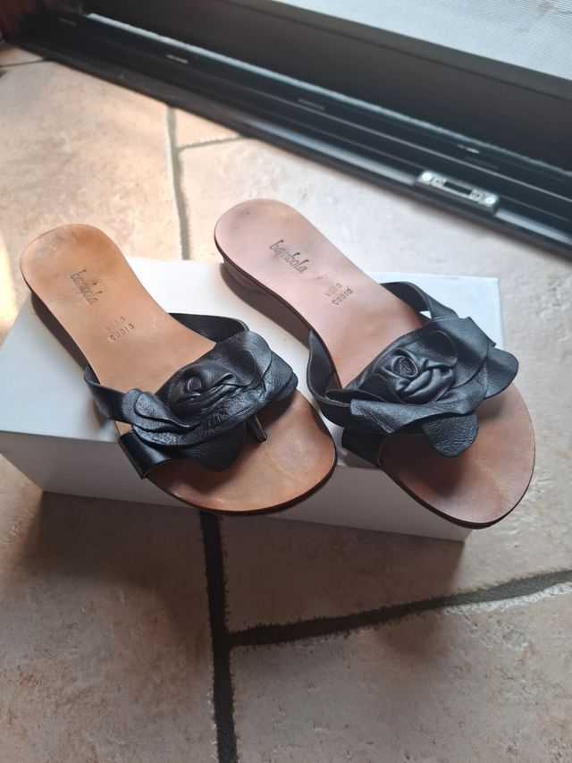 Sandali estivi donna pelle neri n.37