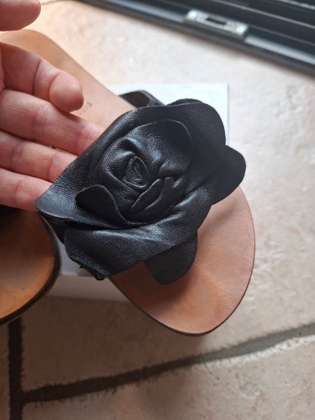 Sandali estivi donna pelle neri n.37