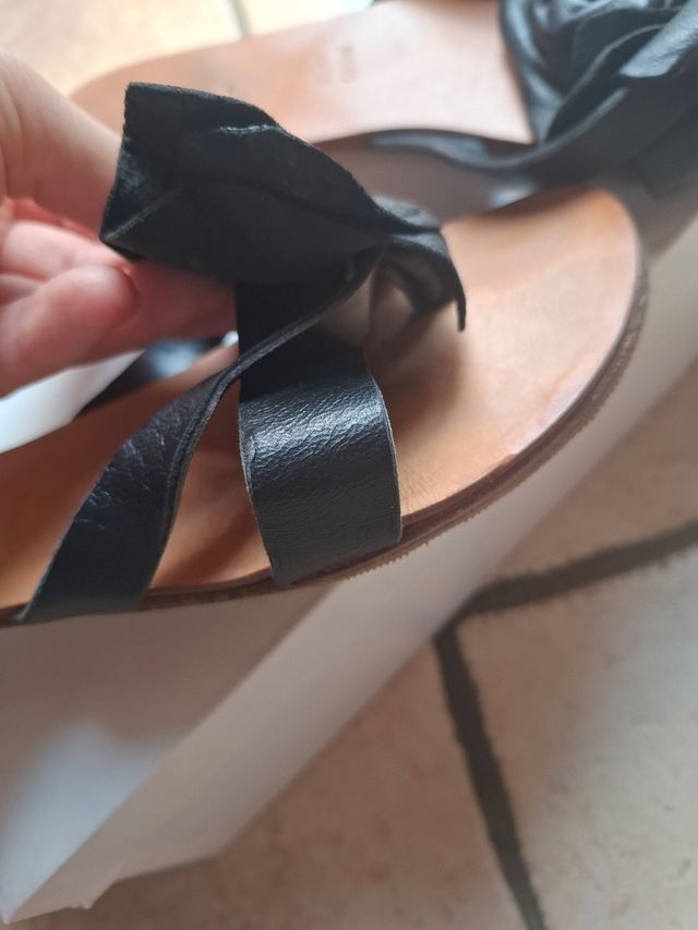 Sandali estivi donna pelle neri n.37