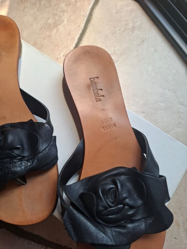 Sandali estivi donna pelle neri n.37