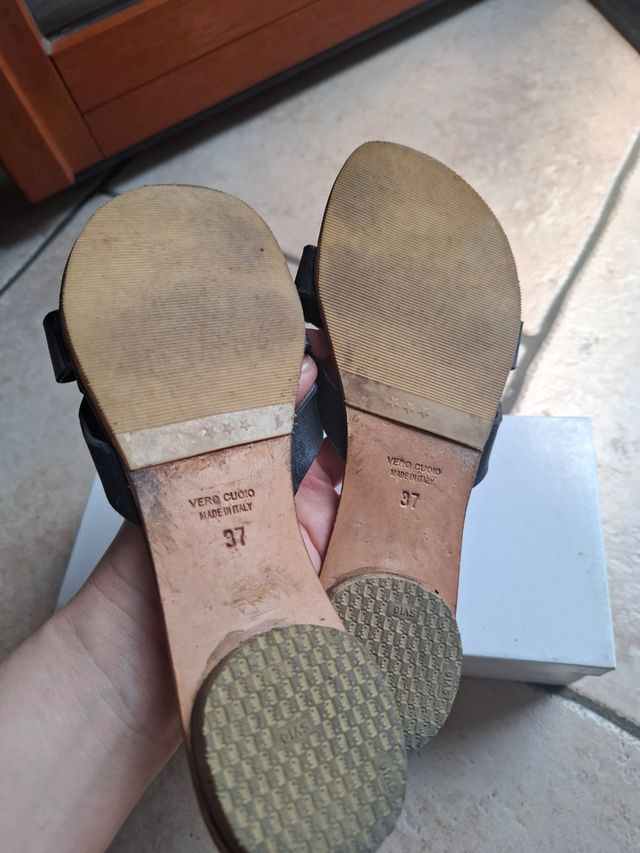 Sandali estivi donna pelle neri n.37