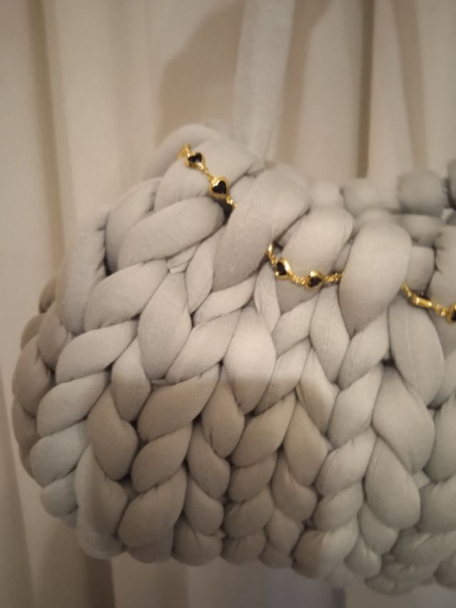 1 Borse a Maglia Chunky - Grigio  ciondolo e charm