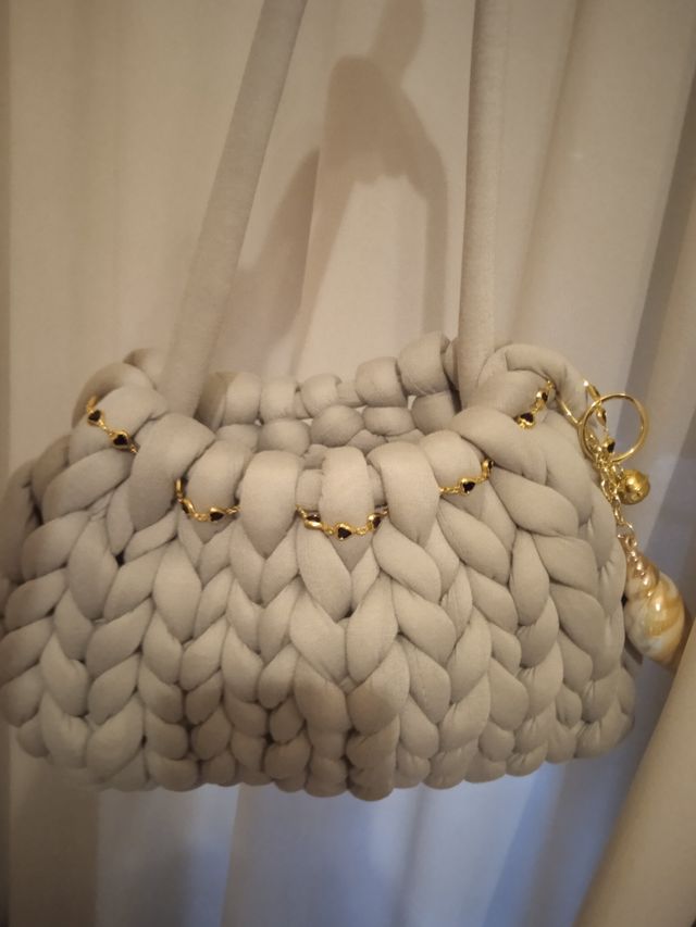 1 Borse a Maglia Chunky - Grigio  ciondolo e charm