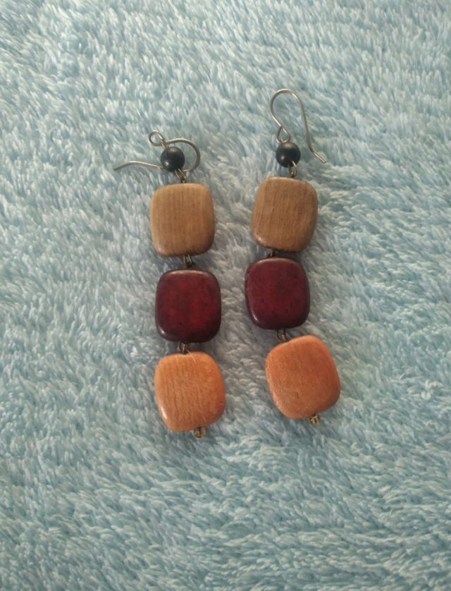 5 pares pendientes - plata, rojo