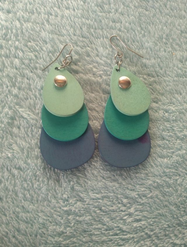 5 pares pendientes - plata, rojo