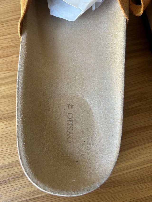 Sandalias Oysho piel teja/41