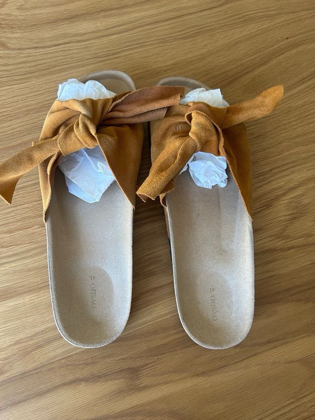 Sandalias Oysho piel teja/41