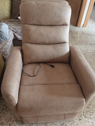 Sillón relax beige - piel sintética