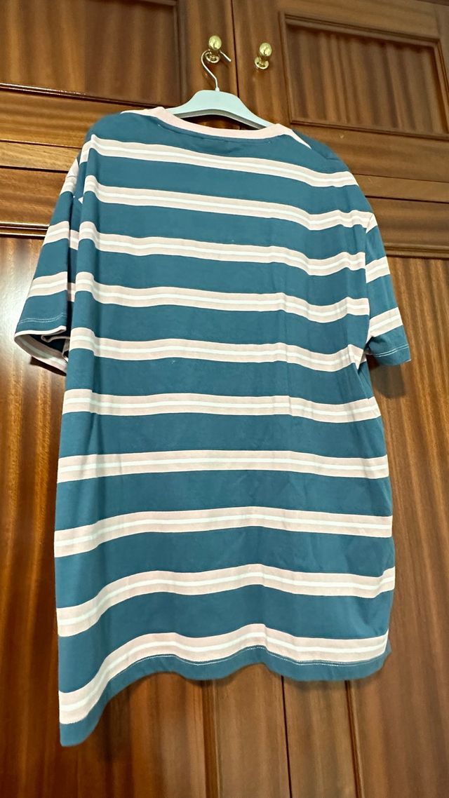 Camiseta rayas rosa-teal