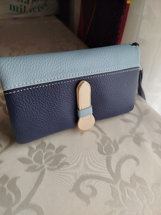 Monederos mujer dorado,plateado, crema y azul