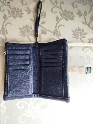 Monederos mujer dorado,plateado, crema y azul