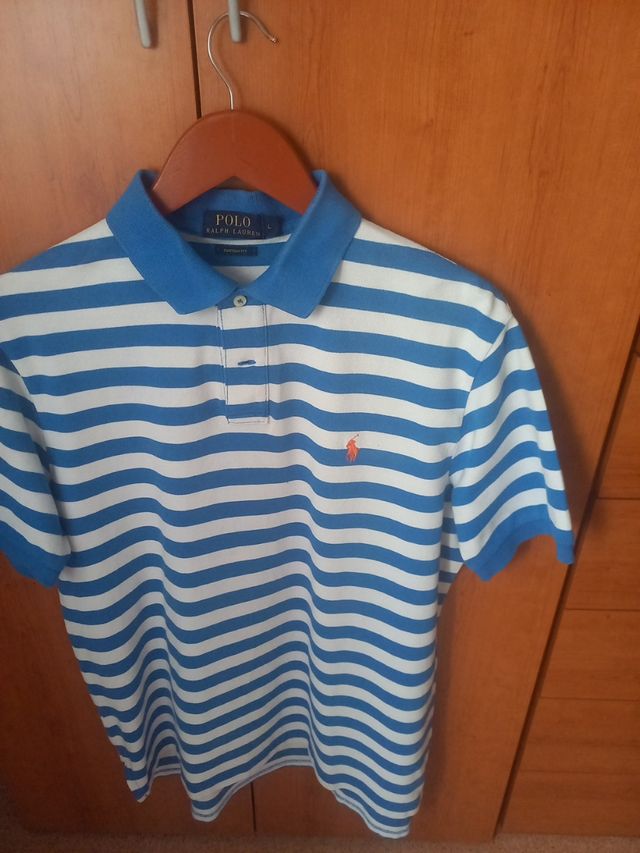 Polo Ralph Lauren rayas azul-blanco.NO ENVIO.