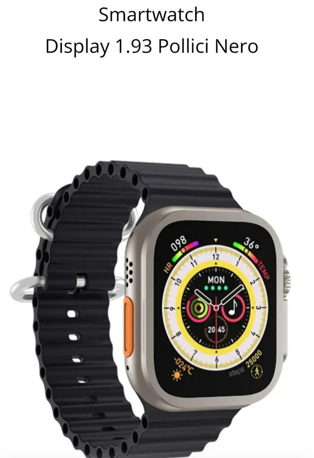 Smartwatch 1.93" nero  tipo Apple Watch ultra 2