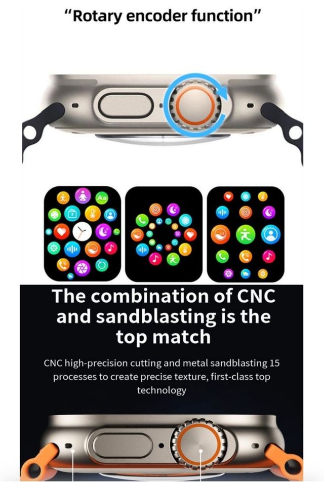 Smartwatch 1.93" nero  tipo Apple Watch ultra 2