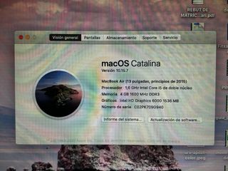 MacBook Air 13” Plata - macOS Catalina