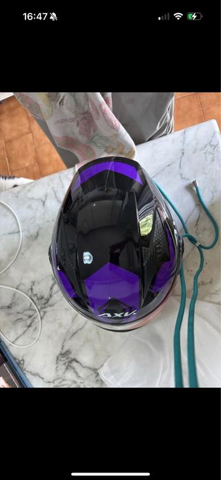 Casco moto donna nero viola