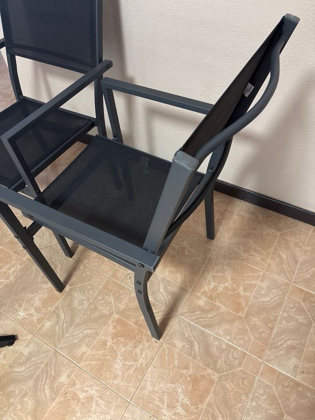 2 Sillas de balcón o terraza - Acero y Textil gris