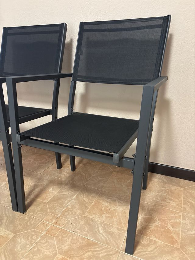 2 Sillas de balcón o terraza - Acero y Textil gris