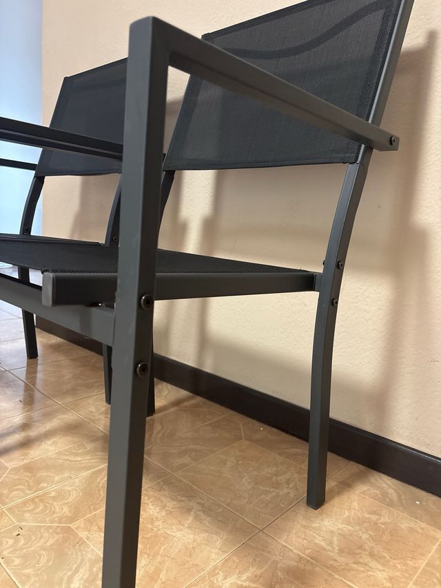 2 Sillas de balcón o terraza - Acero y Textil gris