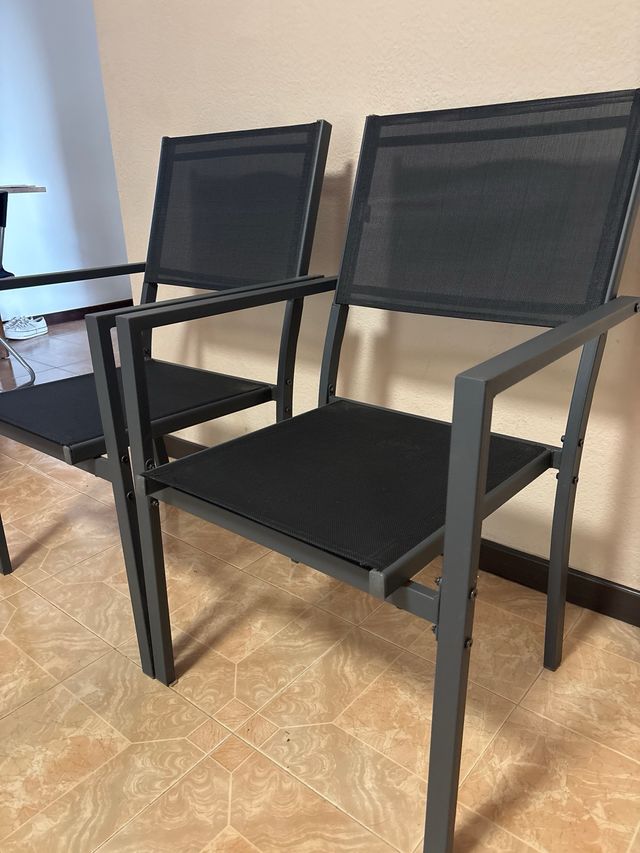 2 Sillas de balcón o terraza - Acero y Textil gris