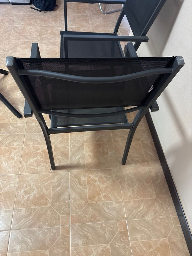 2 Sillas de balcón o terraza - Acero y Textil gris