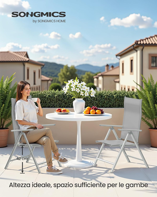 Sedie da Giardino, Set di 2 Sedie Pieghevoli, per 