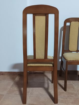 5 Sillas Comedor Madera - tapizado ocre
