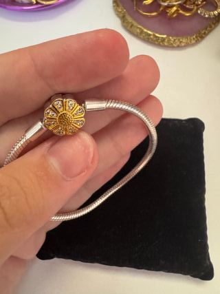 Pulsera compatible con Charm plateada brillante 92