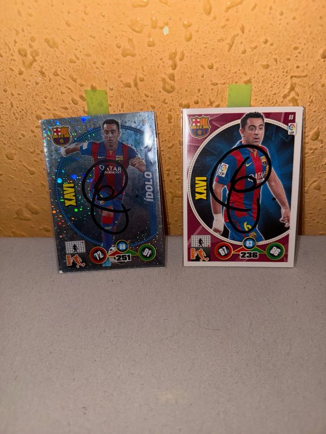 2 Cromos Xavi Hernández firmados