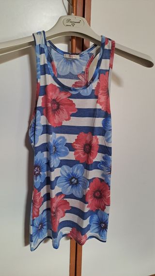 Canotta estiva fiori - Blu/Rosso
