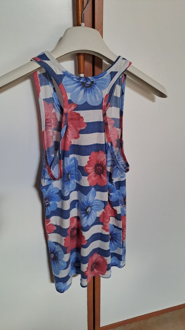 Canotta estiva fiori - Blu/Rosso