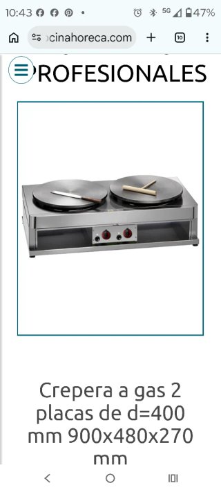 Crepera industrial doble a gas
