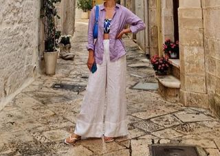 Blusa lino violeta claro - verano