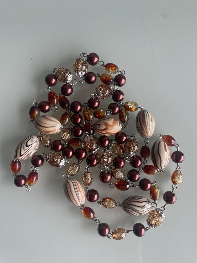 2 Collares de perlas | marrón y blanco