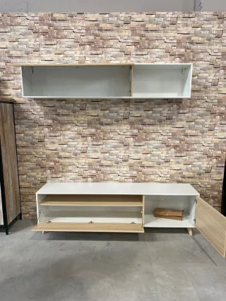 Mueble TV salón blanco & madera