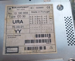 Radio CD Opel CD30 - Gris