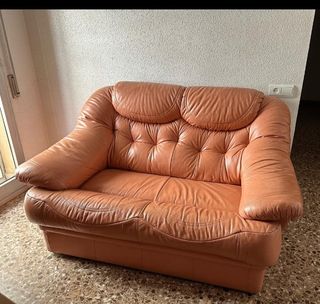 Sofá 2 plazas piel salmón