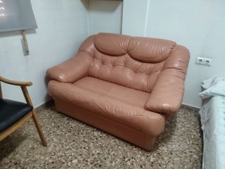 Sofá 2 plazas piel salmón