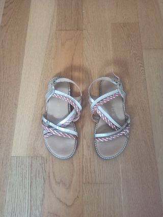 Sandalias Piel niña talla 35 - beige/dorado