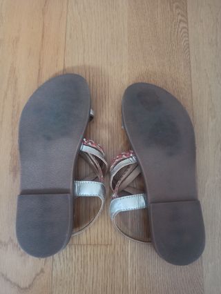 Sandalias Piel niña talla 35 - beige/dorado