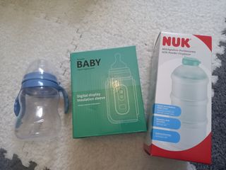 Biberón+ dosificador NUK + Calienta biberones 