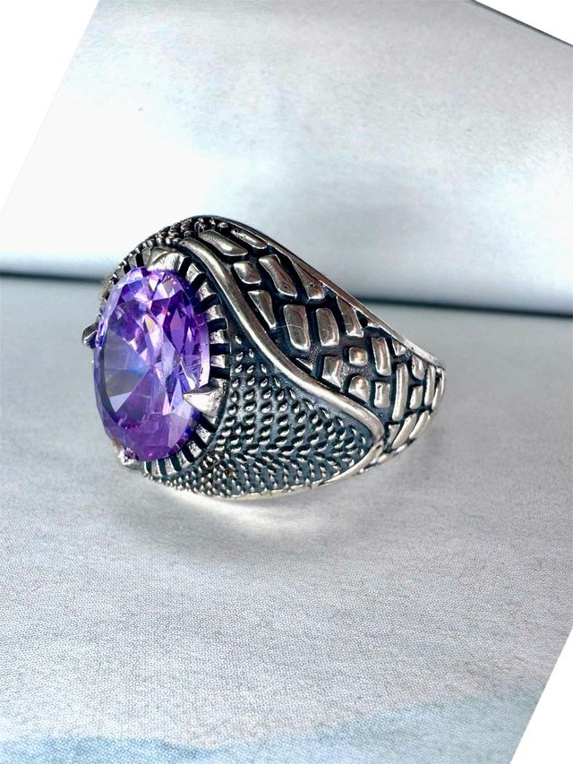 Anel em prata com ametista