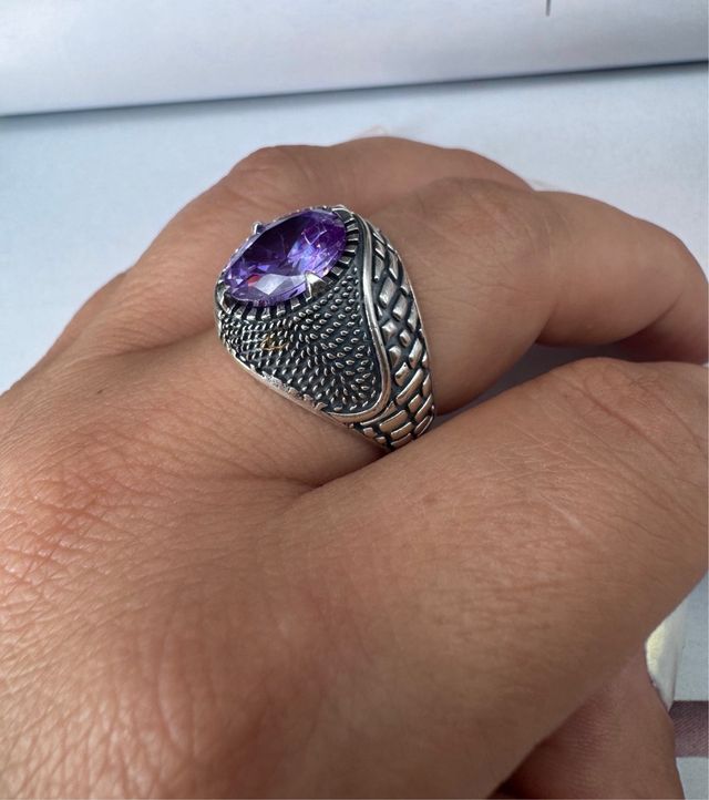 Anel em prata com ametista